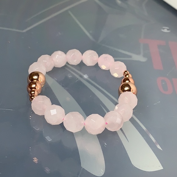 ROSE QUARTZ & HEMATITE & COPPER NATURAL BRACELET - Picture 2 of 5